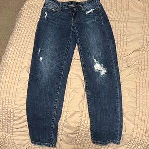 Judy Blue Dark Blue Distressed Boyfriend Jeans